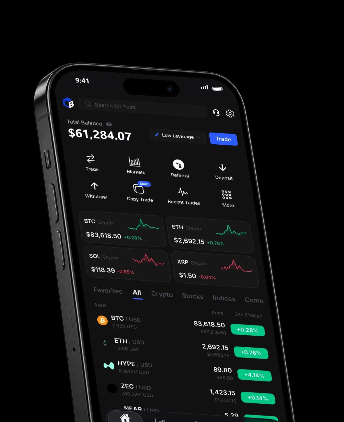 Chainbox app home screen